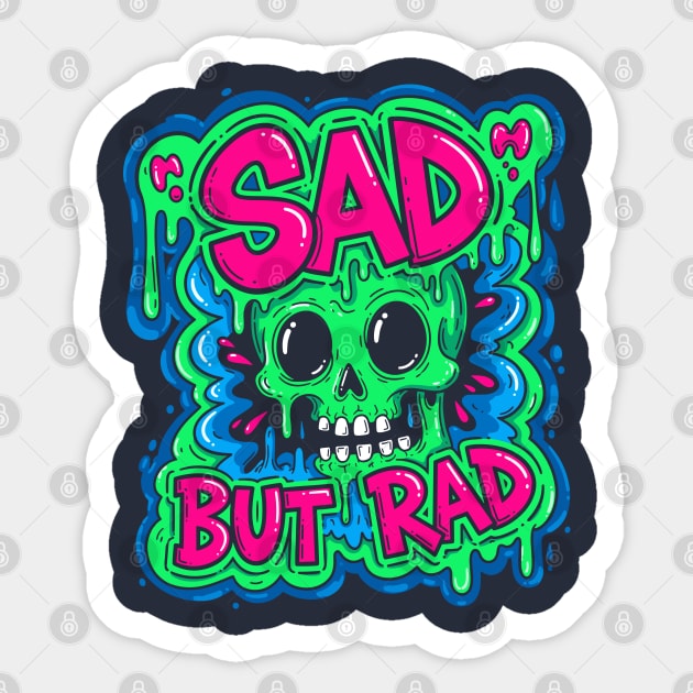 Sad But Rad Skull Sticker by enrynz
